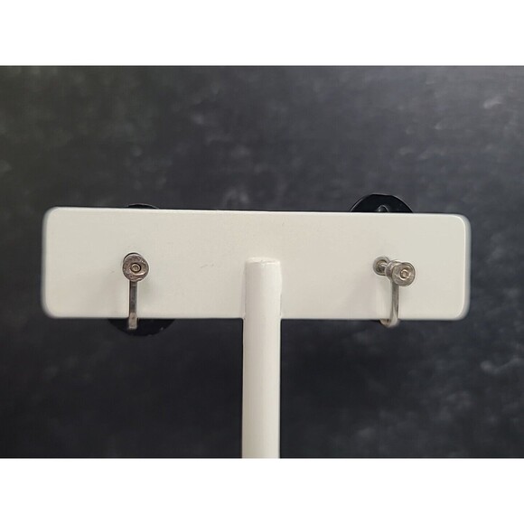 Black Oval Screwback Earrings Vintage, READ USED - Picture 7 of 10